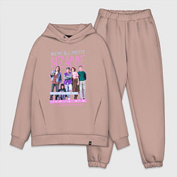 Мужской костюм оверсайз Клуб Завтрак с цитатой из фильма, цвет: пыльно-розовый