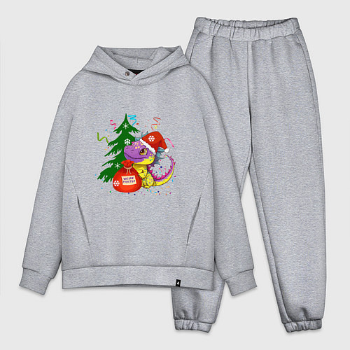 Мужской костюм оверсайз Новогодний дракон желает счастья / Меланж – фото 1