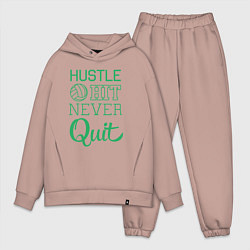 Мужской костюм оверсайз Hustle hit never quit, цвет: пыльно-розовый
