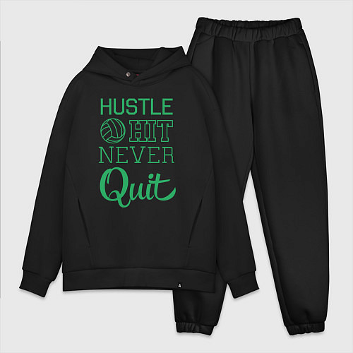 Мужской костюм оверсайз Hustle hit never quit / Черный – фото 1