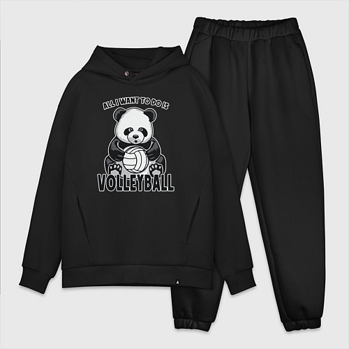 Мужской костюм оверсайз Panda volleyball / Черный – фото 1