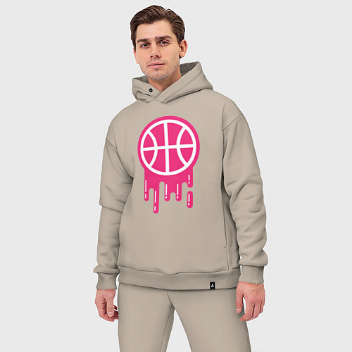 Мужской костюм оверсайз Pink basketball / Миндальный – фото 3