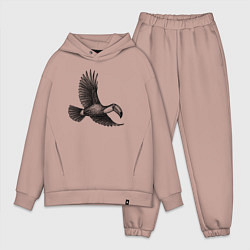 Мужской костюм оверсайз Тукан в полёте, цвет: пыльно-розовый