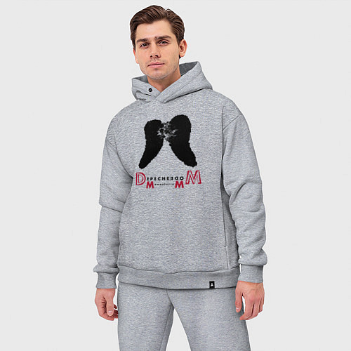 Мужской костюм оверсайз Depeche Mode - Memento Mori angel logo / Меланж – фото 3