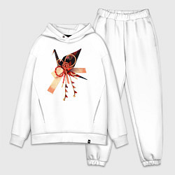 Мужской костюм оверсайз Мидзухики: журавлик и бубенцы, цвет: белый