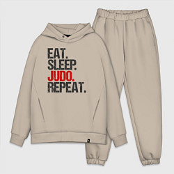 Мужской костюм оверсайз Eat sleep judo repeat, цвет: миндальный