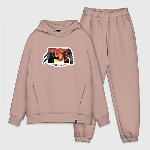 Мужской костюм оверсайз Титан Спикермен с титаном Камераменом / Пыльно-розовый – фото 1