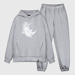 Мужской костюм оверсайз Портрет носорога, цвет: меланж