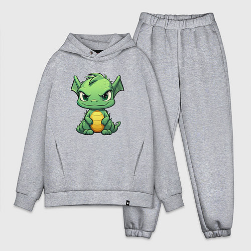 Мужской костюм оверсайз Добрый дракон 2024 новый год / Меланж – фото 1