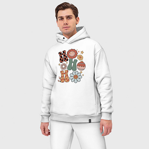 Мужской костюм оверсайз Новогодний позитив / Белый – фото 3