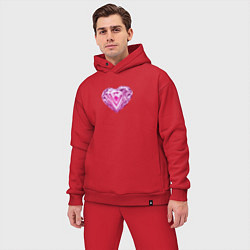 Мужской костюм оверсайз Розовое алмазное сердце, цвет: красный — фото 2
