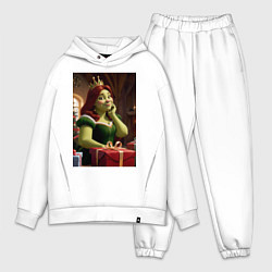 Мужской костюм оверсайз Шрек: Фиона с подарками, цвет: белый