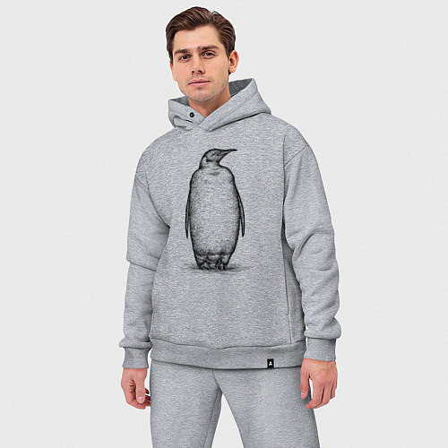 Мужской костюм оверсайз Пингвин стоит / Меланж – фото 3