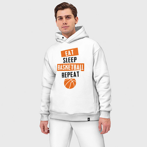 Мужской костюм оверсайз Eat sleep basketball / Белый – фото 3