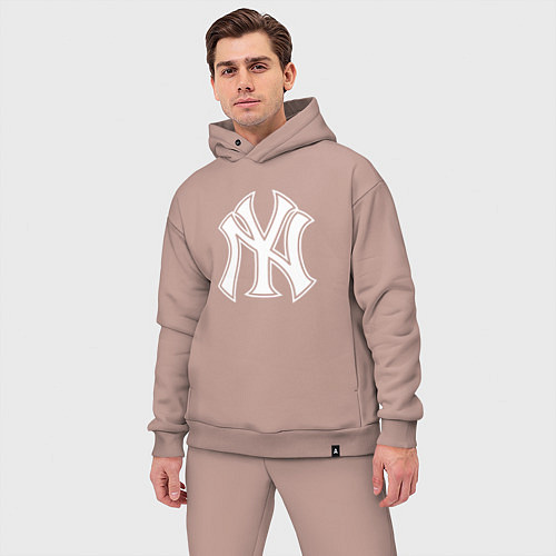 Мужской костюм оверсайз New York yankees - baseball logo / Пыльно-розовый – фото 3