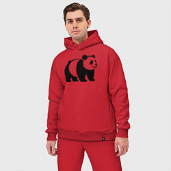 Мужской костюм оверсайз Стоящая на четырёх лапах чёрная панда, цвет: красный — фото 2