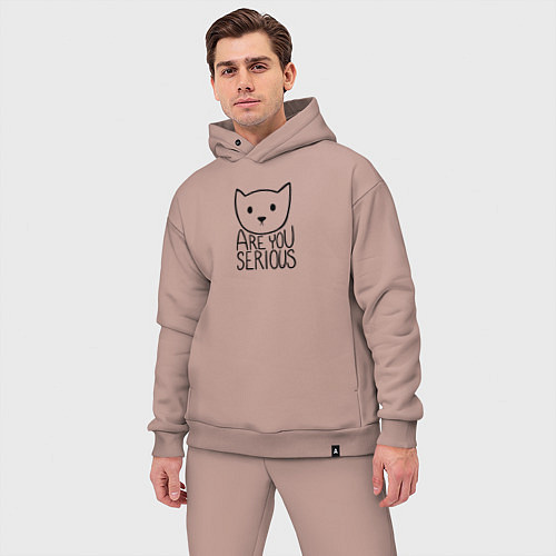 Мужской костюм оверсайз Are you serious cat / Пыльно-розовый – фото 3