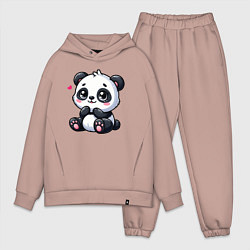 Мужской костюм оверсайз Забавная маленькая панда, цвет: пыльно-розовый