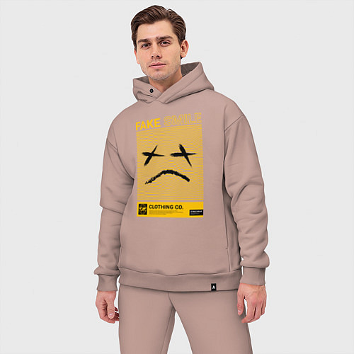 Мужской костюм оверсайз Fake smile streetwear / Пыльно-розовый – фото 3