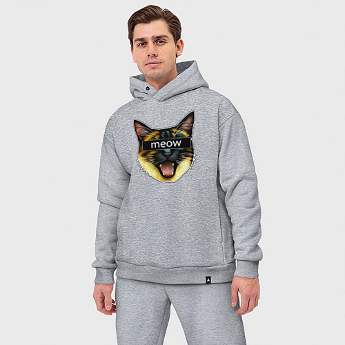 Мужской костюм оверсайз Кот meow стикер / Меланж – фото 3