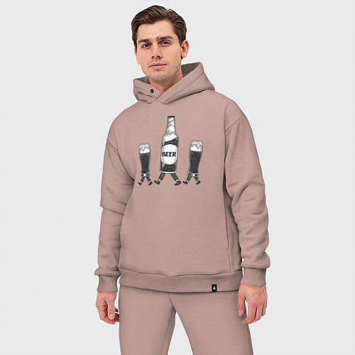 Мужской костюм оверсайз Walking beer / Пыльно-розовый – фото 3