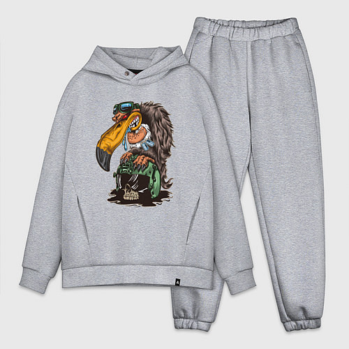 Мужской костюм оверсайз Стервятник на черепе / Меланж – фото 1