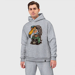 Мужской костюм оверсайз Стервятник на черепе, цвет: меланж — фото 2