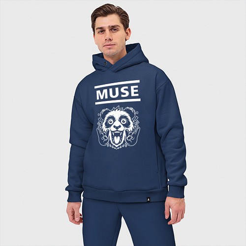 Мужской костюм оверсайз Muse rock panda / Тёмно-синий – фото 3