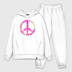 Мужской костюм оверсайз Pink peace, цвет: белый