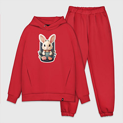 Мужской костюм оверсайз Маленький пушистый кролик, цвет: красный
