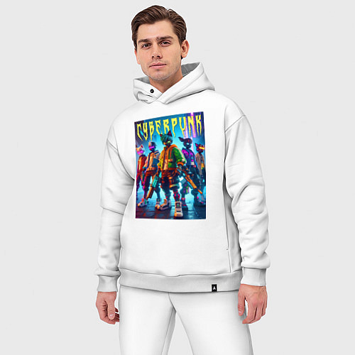 Мужской костюм оверсайз Фурри - киберпанк / Белый – фото 3