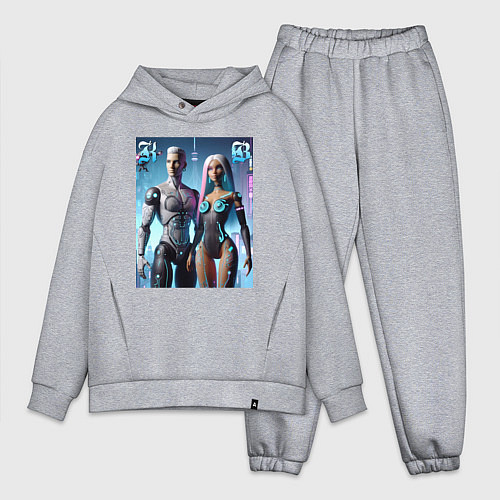 Мужской костюм оверсайз Barbie and Ken - cyber fantasy / Меланж – фото 1