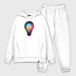 Мужской костюм оверсайз Радужная электрическая лампочка, цвет: белый