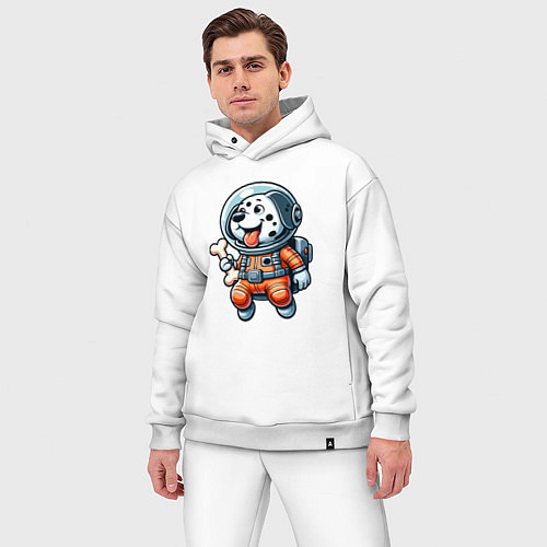 Мужской костюм оверсайз Dalmatian cosmonaut puppy with a bone / Белый – фото 3