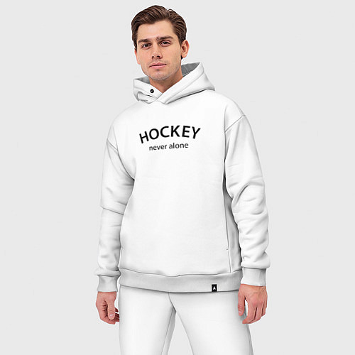 Мужской костюм оверсайз Hockey never alone - motto / Белый – фото 3