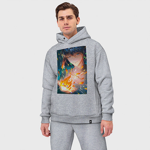 Мужской костюм оверсайз Хаул Кальцифер / Меланж – фото 3