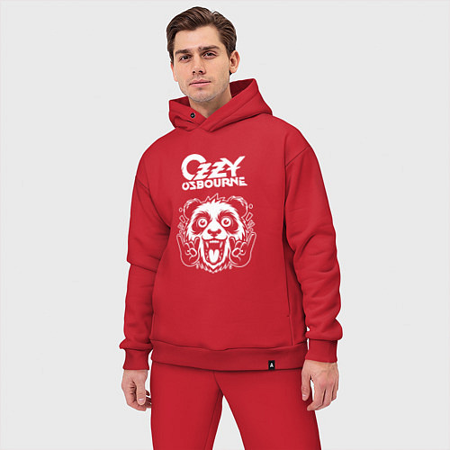 Мужской костюм оверсайз Ozzy Osbourne rock panda / Красный – фото 3