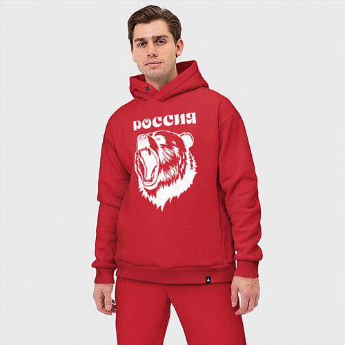 Мужской костюм оверсайз Ревущий медведь Россия / Красный – фото 3