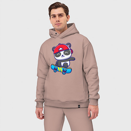 Мужской костюм оверсайз Panda skater / Пыльно-розовый – фото 3