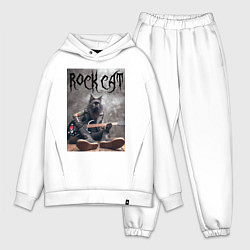 Мужской костюм оверсайз Rock cat - ai art, цвет: белый