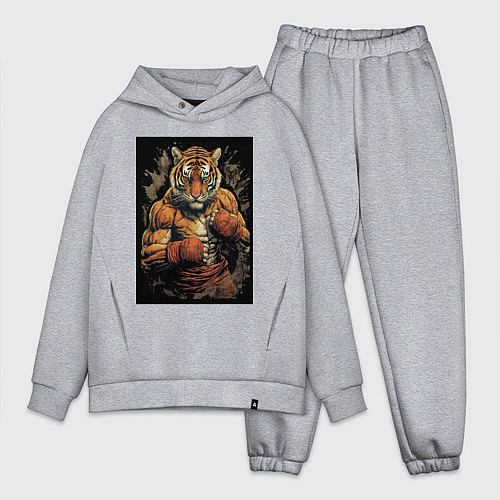 Мужской костюм оверсайз Муай Тай тигр / Меланж – фото 1