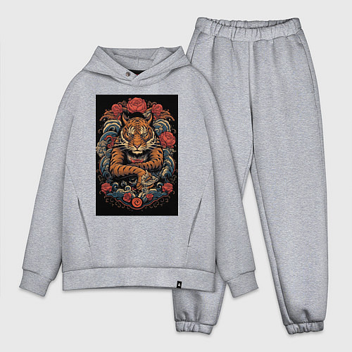 Мужской костюм оверсайз Боевой тигр Муай Тай / Меланж – фото 1