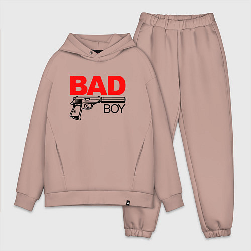 Мужской костюм оверсайз Bad boy with gun / Пыльно-розовый – фото 1