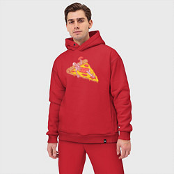 Мужской костюм оверсайз Скелет пиццеед, цвет: красный — фото 2