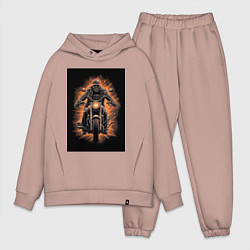 Мужской костюм оверсайз Скелет едет на старом мотоцикле