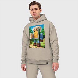 Мужской костюм оверсайз Beer dude - Minecraft ai art, цвет: миндальный — фото 2