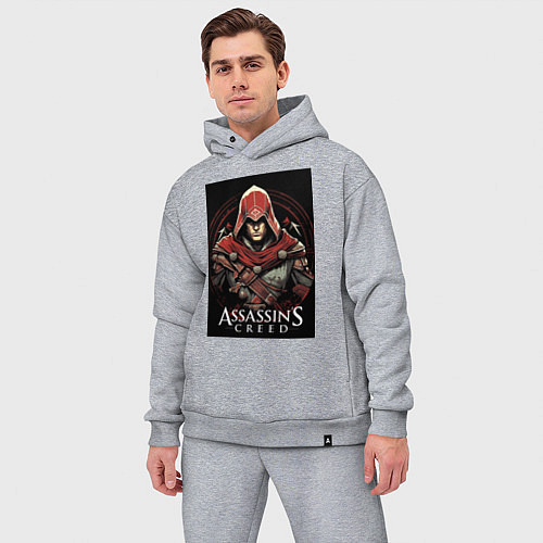 Мужской костюм оверсайз Assassins creed профиль игрока / Меланж – фото 3