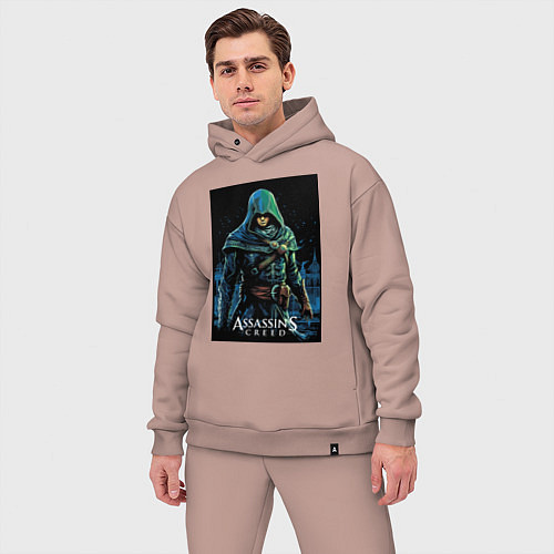 Мужской костюм оверсайз Assassins creed в капюшоне / Пыльно-розовый – фото 3