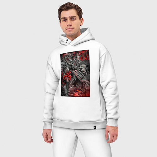 Мужской костюм оверсайз Painkiller and demon - comix style / Белый – фото 3