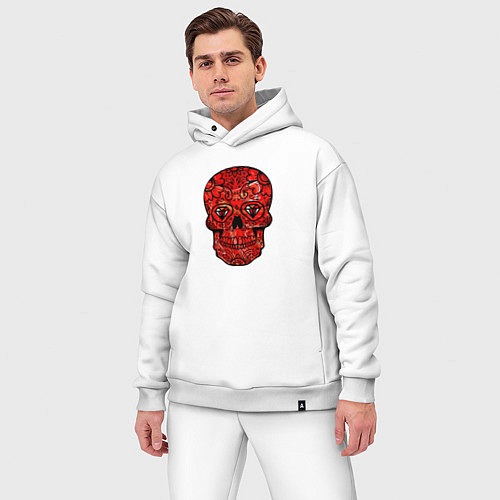 Мужской костюм оверсайз Red decorative skull / Белый – фото 3